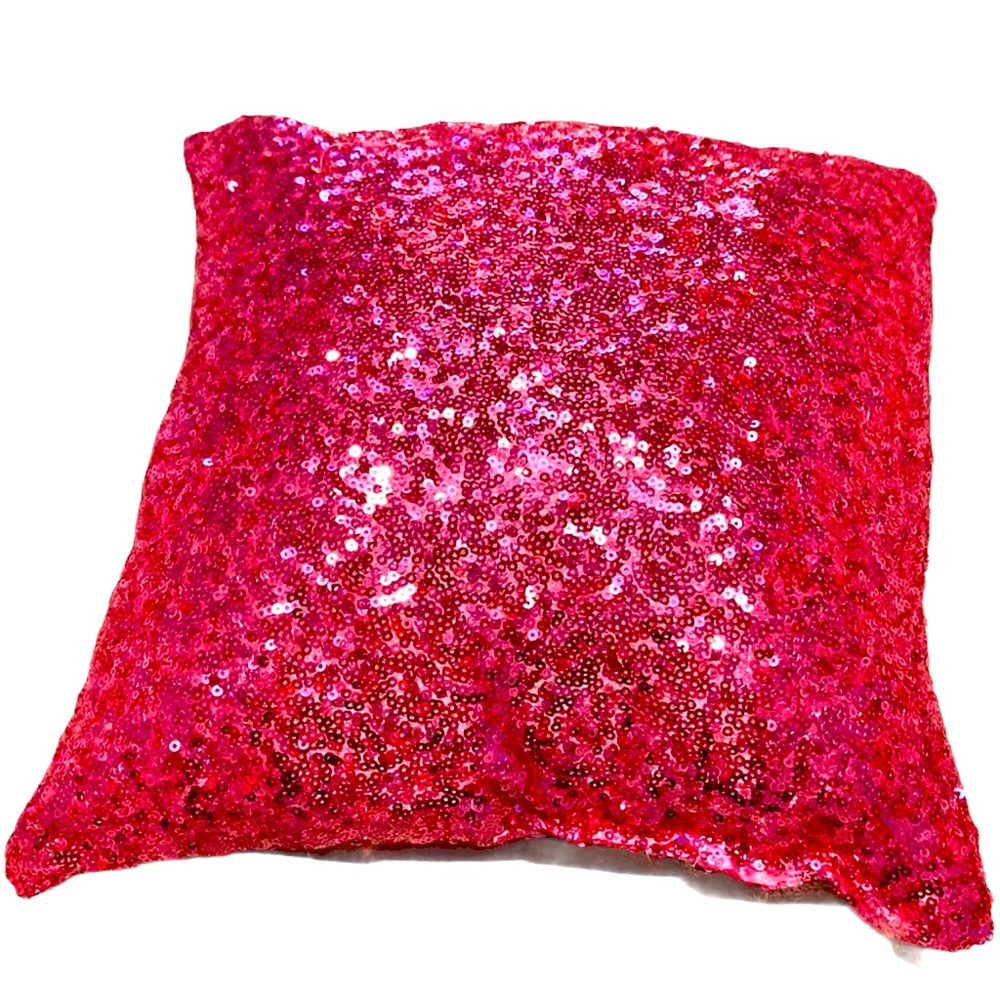 EUC pink sequin pillow for Valentines Day!
